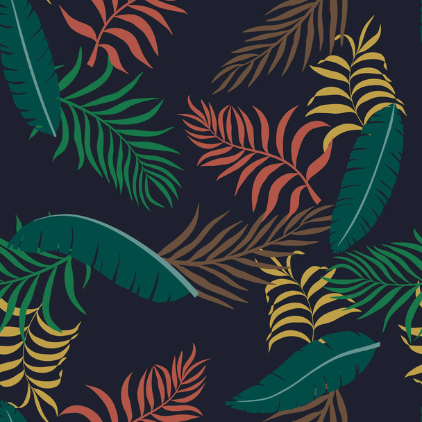 Fondo tropical con hojas de palma. Patrón floral sin costuras. Ilustración vectorial verano
 - Vector, Imagen