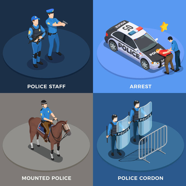 Police Concept Icons Set - Vector, Image