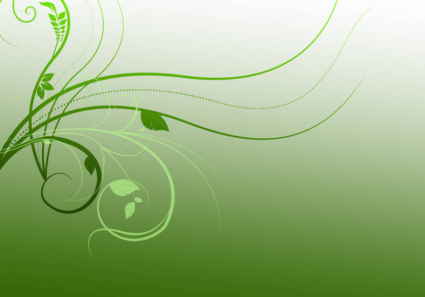 Composição digital abstrata ondulada verde e branca com redemoinhos
 - Foto, Imagem