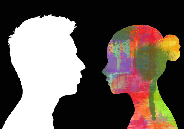 Le silhouette di un uomo e di una donna. Metafora delle relazioni umane
. - Foto, immagini