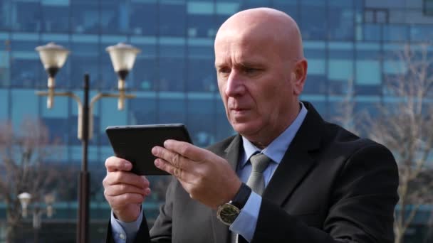 Business People Use Touch Tablet for Searching News and Reading New Messages - Video, Çekim