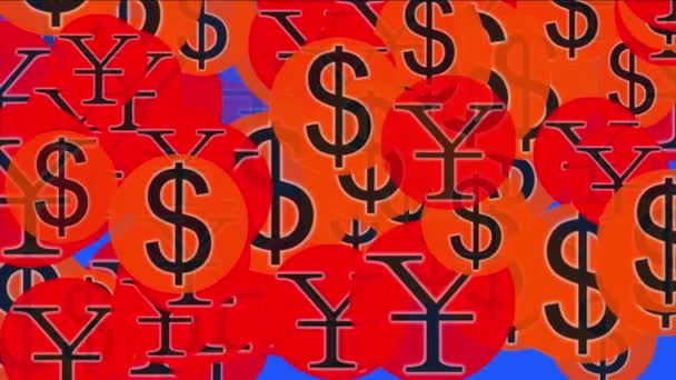 4 k Float Usa dolary Chiny Rmb pieniądze symbol bogactwa, kurs wymiany tła. - Materiał filmowy, wideo