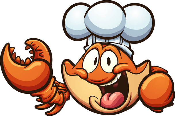 Happy cartoon chef-kok krab. Clip art vectorillustratie met eenvoudig verlopen. Alles in één laag. - Vector, afbeelding