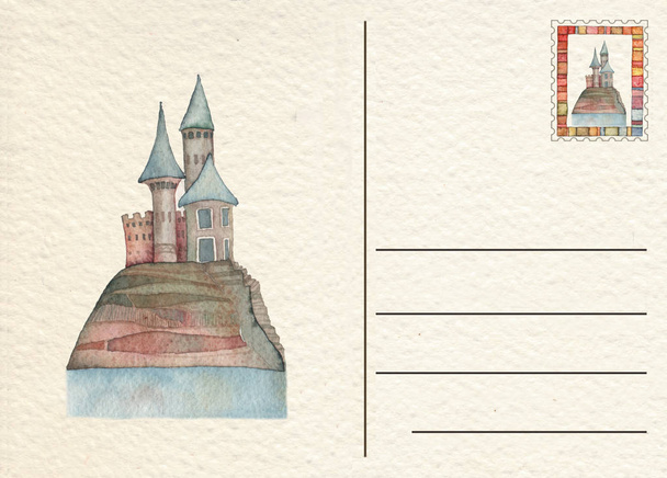 Ручная открытка с замком
 - Фото, изображение