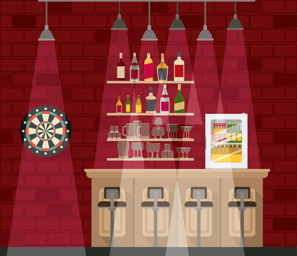 bar with bottles liquor scene - Vector, Image