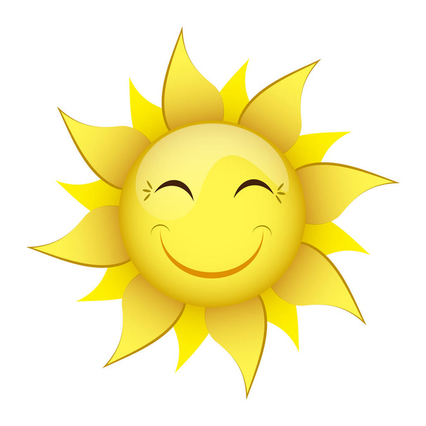 улыбающееся желтое солнце на белом фоне изолировано
 - Вектор,изображение