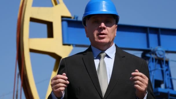 Technical Businessman in Oil Extracting Industry Speaking in a TV Interview - Záběry, video