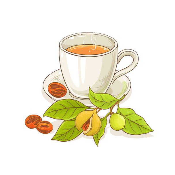 白い背景にナツメグ茶イラストのマグカップ - ベクター画像