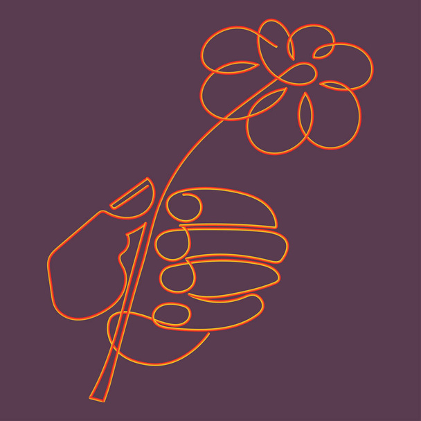 Fiore in mano. Illustrazione vettoriale di una mano in cui è un fiore
. - Vettoriali, immagini