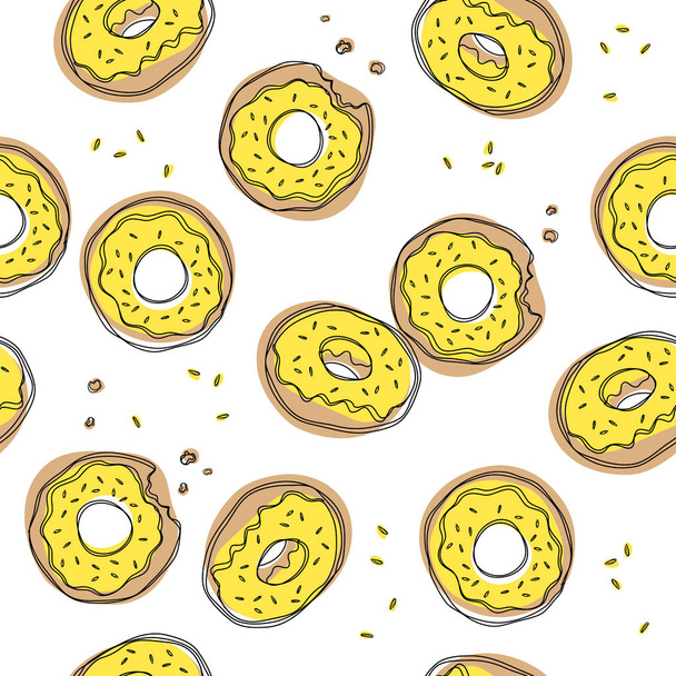 Donuts vector seamless pattern. Cute sweet food baby background. Colorful design for textile, wallpaper, fabric, decor. - Vector, Image
