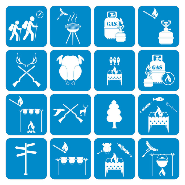 Conjunto de ícones de equipamentos de acampamento. Ilustração vetorial
 - Vetor, Imagem