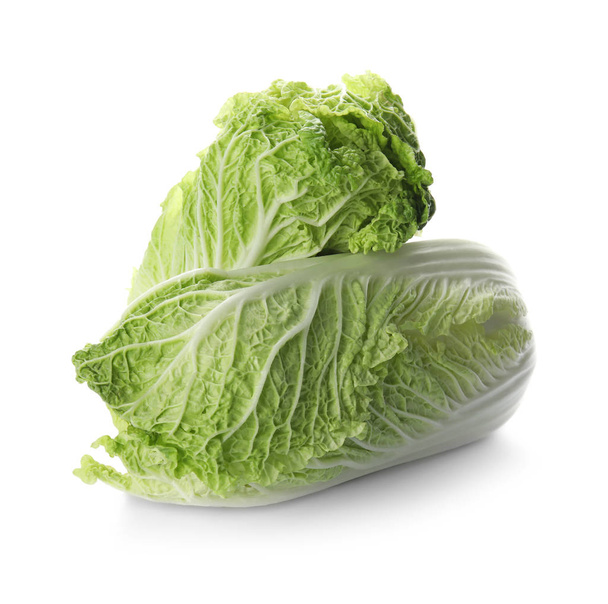 Fresh ripe cabbages on white background - Photo, Image