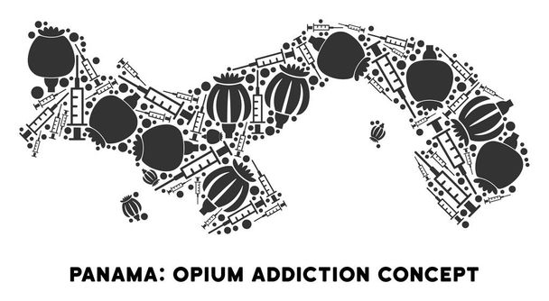 Drogas del opio Panamá Mapa Composición
 - Vector, Imagen