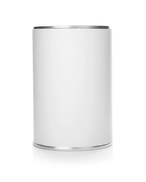 Mockup of tin can on white background - Фото, изображение
