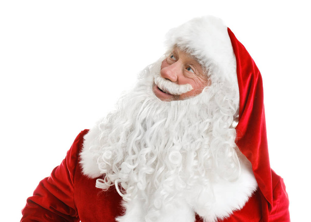 Retrato de Papai Noel autêntico em fundo branco
 - Foto, Imagem