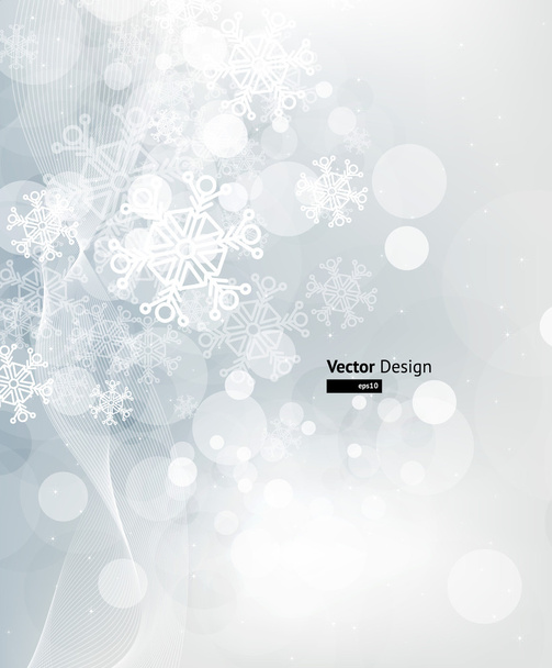 Abstract Christmas card with white snowflakes and lights - Vector, afbeelding