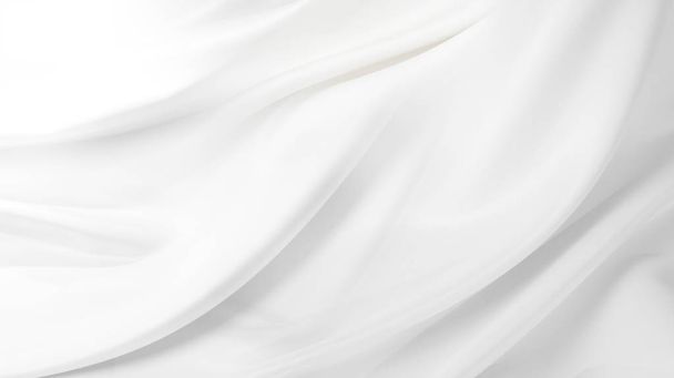 Closeup of rippled white silk fabric - Photo, Image