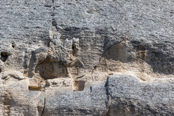 Medieval rock relief Madara Rider from the period of First Bulgarian Empire, UNESCO World Heritage List,  Shumen Region, Bulgaria - Фото, зображення