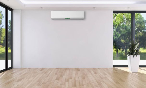 Modern interior with air conditioning 3D rendering illustration - Photo, Image