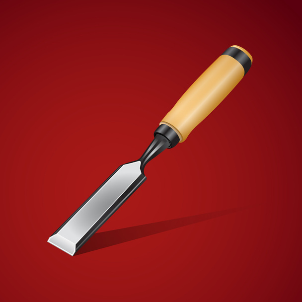 Vector illustration of chisel on a red background - Διάνυσμα, εικόνα
