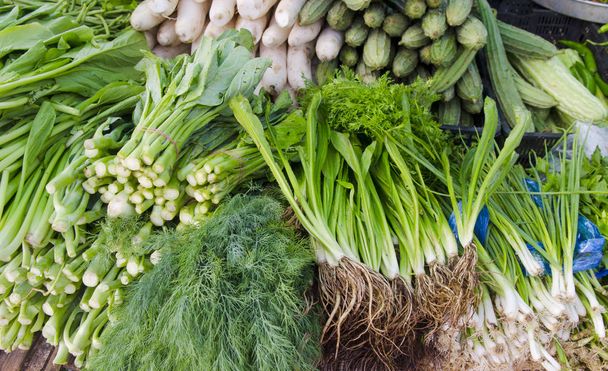 freshness vegetables and greens on market - Foto, Imagen