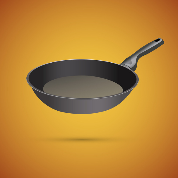 Empty frying pan on a yellow background. Vector illustration - Vector, Image
