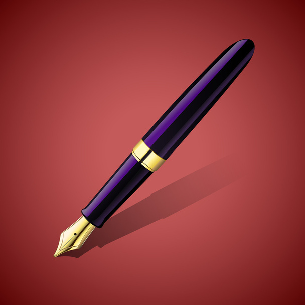 Fountain pen on a red background. Vector illustration. - Vector, Imagen
