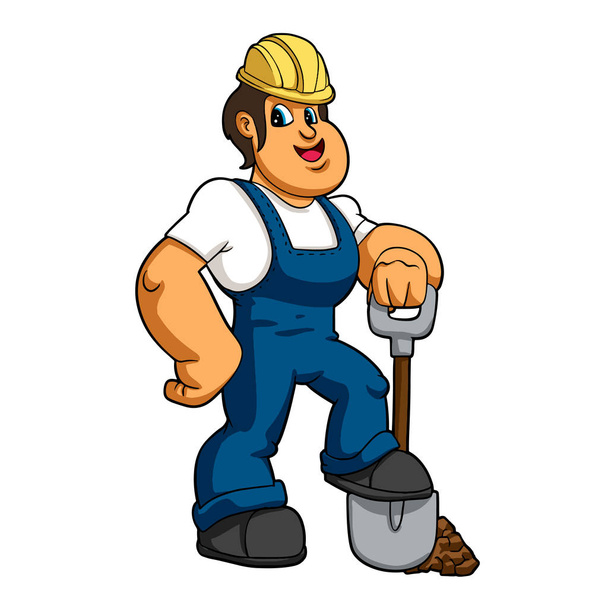 Чоловік працює з лопатою
 - Вектор, зображення