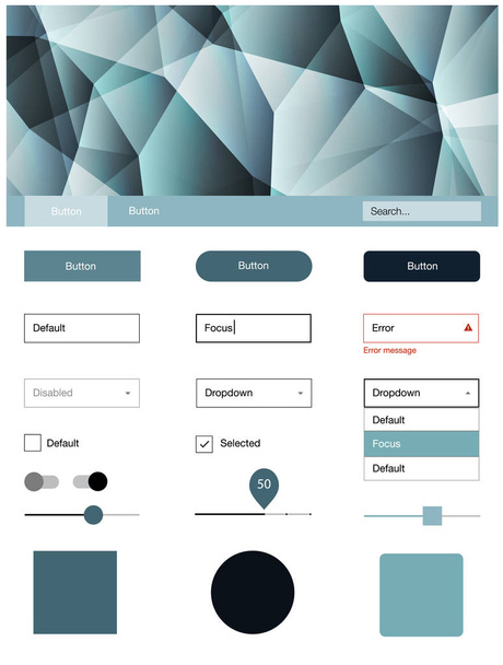 Light BLUE vector design ui kit with mosaic. Decorative ui kit design in abstract style with colorful crystals. This template you can use for websites. - Vector, afbeelding