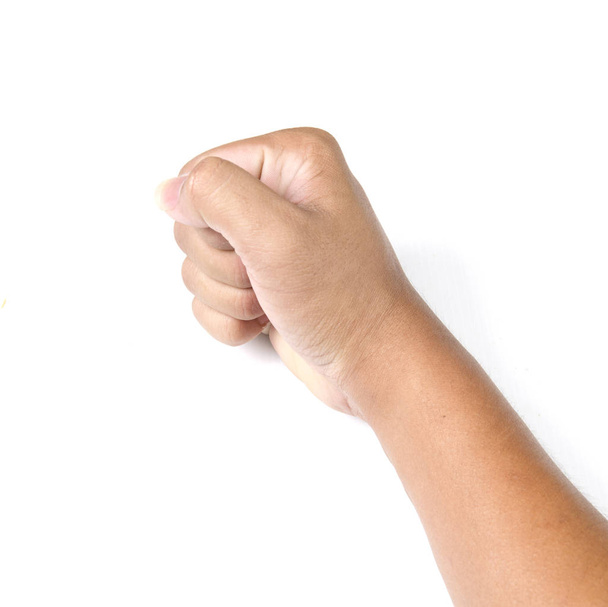 Рука зі згорнутим кулаком, ізольована на білому тлі
 - Фото, зображення