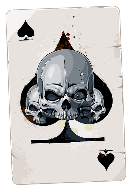 the ace card with abstract heart skull - Vector, Image