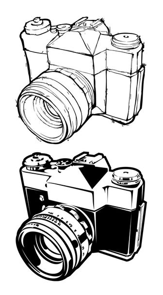 Hand-drawn banner with retro camera. - Vector, Image