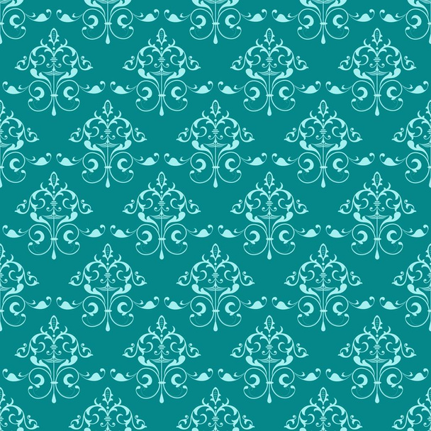 Light Green seamless pattern ornamental swirl background over green - Vector, Image