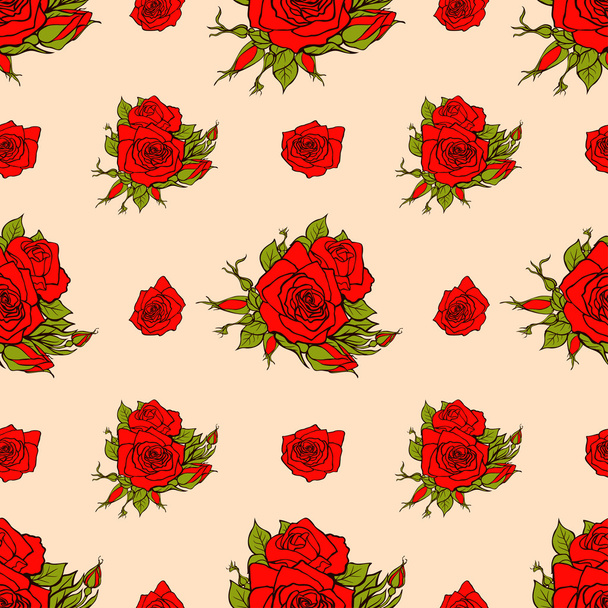 Vector seamless pattern with roses - Vettoriali, immagini
