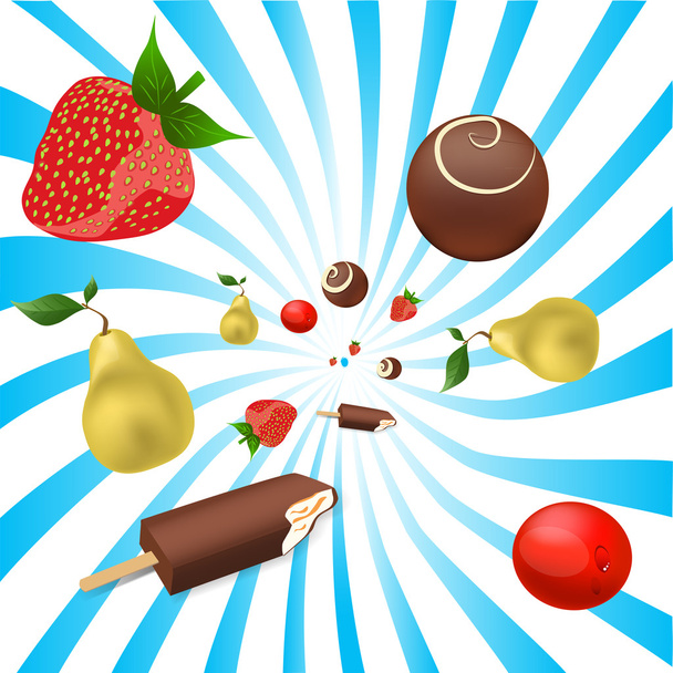 Векторная смесь фруктов
 - Вектор,изображение