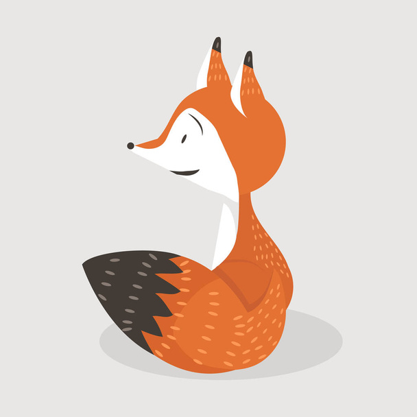 Red Fox Sitting cartoon Illustration - Vector, Image