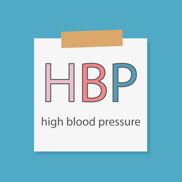 HBP High Blood Pressure written in a notebook paper- vector illustration - Vector, Image