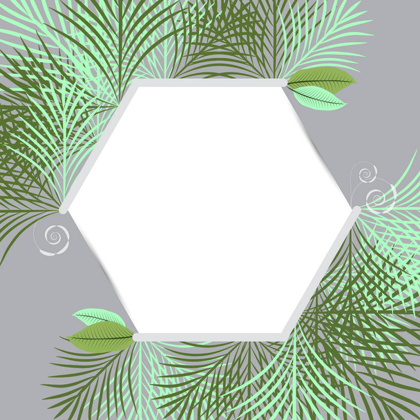 Čerstvě zelená tropická zahrada rám obrazu, stock vektor - Vektor, obrázek