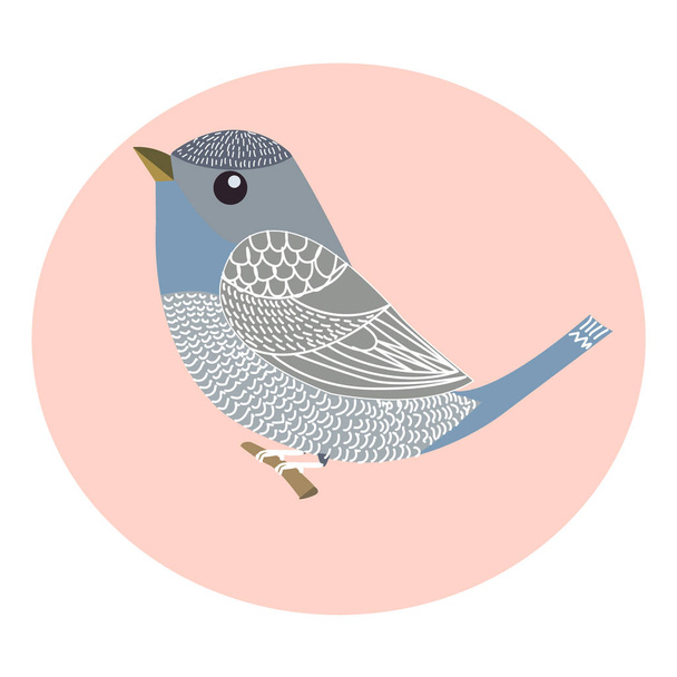 Doodle, picture of flying decorative bird, vector illustration - Вектор,изображение