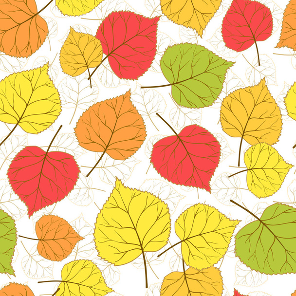 Beautiful autumn seamless pattern with colorful leaves on a white background.Vector illustration for web pages,cloth,textile,wrapping paper,scrapbooking,wallpapers. - Vektör, Görsel