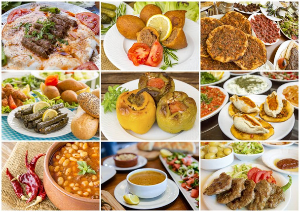 Colagem de alimentos tradicionais turcos
 - Foto, Imagem