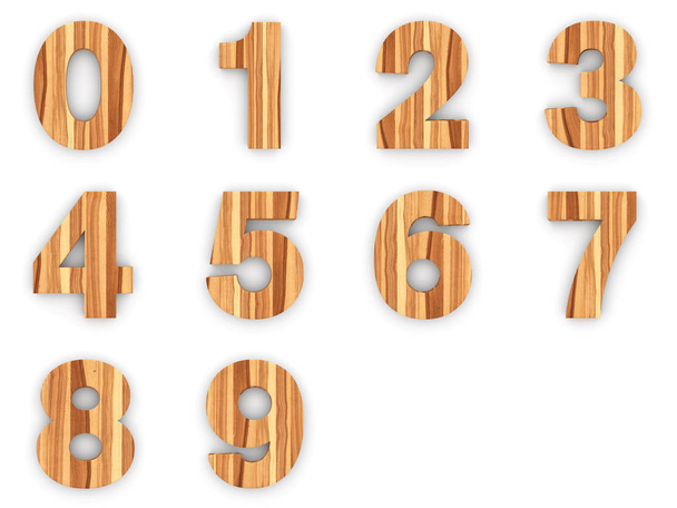 Wooden numbers isolated on white background - Foto, imagen