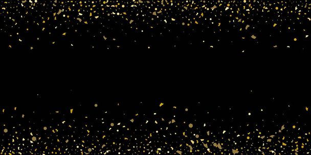 Glitter of golden particles of confetti on a black - Vector, Image