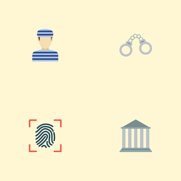 Σύνολο συμβόλων επίπεδη στυλ εικονίδια ποινική κατάδικος, χειροπέδες, δικαστήριο εικόνες για το σχεδιασμό λογοτύπου σας web εφαρμογή για κινητά. - Φωτογραφία, εικόνα