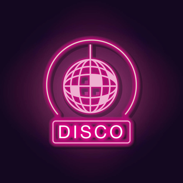 Disco emblem neon lights - Vector, imagen