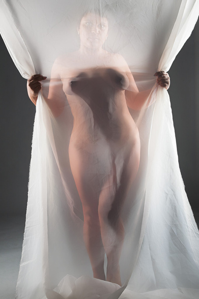 Fat woman with white veil - Foto, Imagem