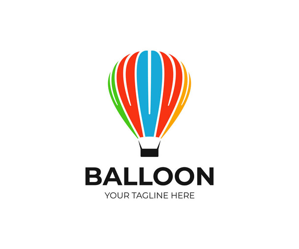 Hot air balloon logo template. Ballooning vector design. Air balloon ride logotype - Vector, Image