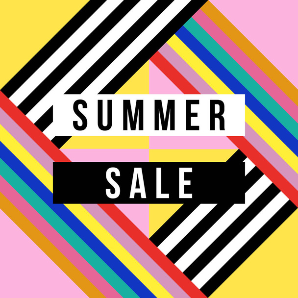 Summer sale in vibrant colors quote for big special offer discount. Modern summertime season typography ad with retro style background. EPS10 vector - Вектор, зображення