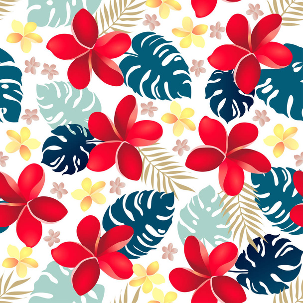 Seamless tropical floral pattern vector illustration. - Vector, Image