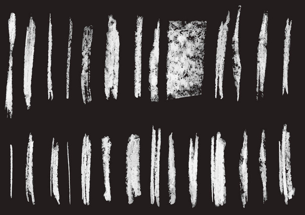 Набор меловых кистей линии, нарисованные вручную иллюстрации, изолированные на черном
. - Вектор,изображение